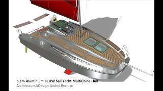 65m Aluminium SCOW Sail Yacht MultiChine Hull ArchitectureampDesign Andrei Rochian [upl. by Barnaba]