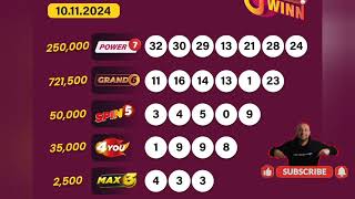 uwinn lottery result today 10112024 Sunday night November power7 Grand6 max3 4you spin5 U winn [upl. by Pyle]