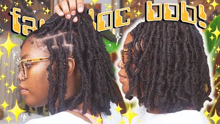 lets do faux locs ✨ natural looking distressed faux loc bob [upl. by Thatcher]