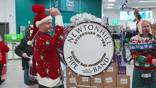 Loch Lomond played by a festive Newtonhill Pipe Band in Asda Portlethen supermarket Christmas 2023 [upl. by Dorice]