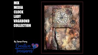 Mixed Media Clock Stamperia Lady Vagabond Collection Process video [upl. by Eirellam599]