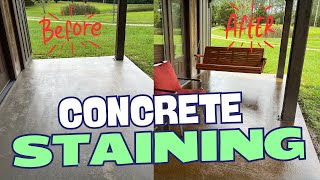 VALSPAR Concrete Staining  EAGLE oilbased sealer  Stained porch [upl. by Brant167]