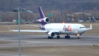 FedEx MD11 Early Morning Takeoff at MSP [upl. by Yenterb192]