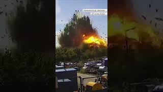 Moment missile strikes shopping centre in Ukraine [upl. by Oinotna]