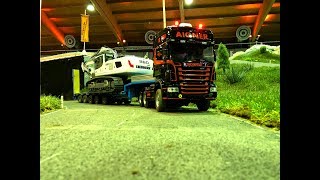 Rc Truck Action Extrem Scania R730 12x12 and Claas Xerion Snowplow Aigner Transporte Spezial Part 2 [upl. by Motteo]