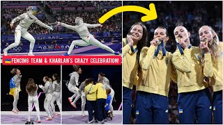 Ukraine fencing team winning Ukraines 1st gold in fencing in Paris Olympics 2024 Kharlan [upl. by Schreibman]