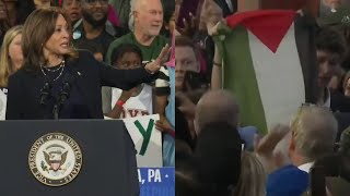 ProPalestine heckler interrupts Kamala Harris rally [upl. by Casper]