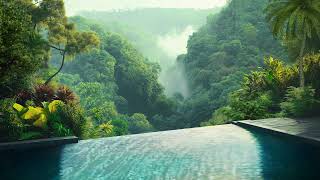 Tropical Swimming Pool Ambience  Relaxing Water Sounds Birdsong To Relax Work Study For 8 Hours [upl. by Laud733]