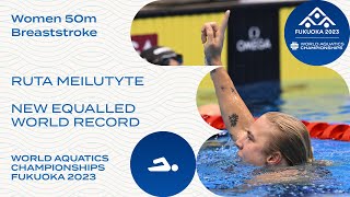 Equalled WORLD RECORD  Ruta Meilutyte  Women 50m Breaststroke [upl. by Nim]