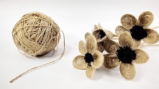 How to Make Jute Flower  DIY Rope Flower  Crafts Junction [upl. by Adan128]