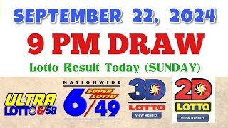 Lotto Result Today 9pm draw September 22 2024 658 649 Swertres Ez2 PCSO [upl. by Micheline975]