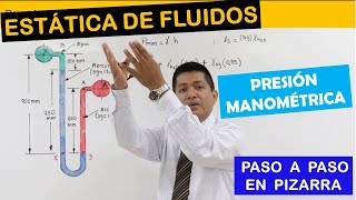 PROBLEMA DE ESTÁTICA DE FLUIDOS  MANÓMETRO DIFERENCIAL PRESIÓN MANOMÉTRICA [upl. by Neiluj]