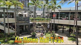 4K Ala Moana Mall Walk on 7424 in Honolulu Oahu Hawaii [upl. by Sicnarf]