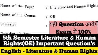 Sol du Literature amp Human Rights Question Paper 5th Semester 2024 [upl. by Ekim]