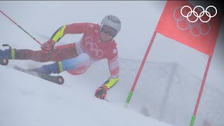 🇨🇭 Odermatt withstands challenging conditions in Alpine Skiing  Mens Giant Slalom  Beijing 2022 [upl. by Ariik]