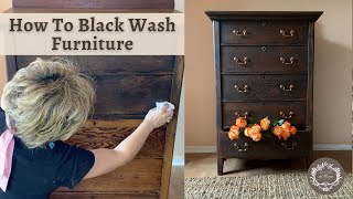 Black Washing Wood Furniture  Dresser Makeover [upl. by Hance59]