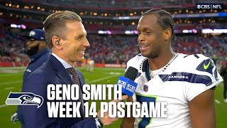 Geno Smith credits the offensive line and the run game in win over Cardinals [upl. by Ssilem]