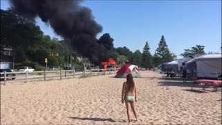 Explosions after van catches fire in Grand Haven [upl. by Nahtnamas]