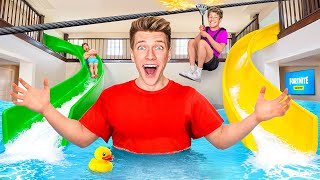 Ben Azelart Challenged Me To Build 7 EXTREME Rooms In My House 5Star WaterPark vs Secret Pranks [upl. by Kori]