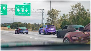 Hellcat Charger amp Charger Scatpack 392s chasing Trackhawk on the Highway [upl. by Airat]