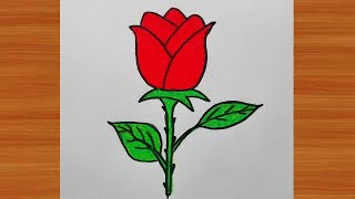 How to draw a rose step by step  rose flower drawing for beginners  Rose drawing easy [upl. by Rumpf]