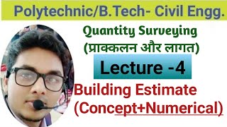 Quantity Surveying Lecture4 Concept Clearing Numerical on Building Estimate Ashwini Sharma [upl. by Elysia]