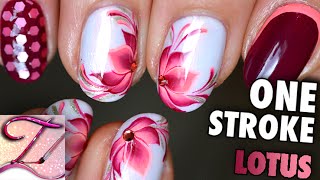 Tuto nail art fleur de lotus one stroke [upl. by Adia]