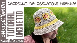 Come Fare un Cappello da Pescatore allUncinetto con Granny Square Crochet [upl. by Artep]