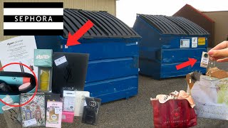 INSANE HIDDEN JACKPOT WHILE DUMPSTER DIVING AT SEPHORA [upl. by Arymas183]