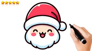 🎅✨ How to Draw a Cute Santa Face Easily – StepbyStep Drawing Tutorial [upl. by Robbi366]