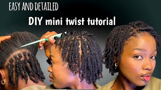 How to  twist your natural hair Mini twist tutorial on short hair [upl. by Aiuqes76]