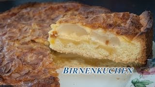 Birnenkuchen mit Mandeln Sahne und Pudding [upl. by Orsino185]