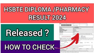 HSBTE Diploma  Pharmacy Result 2024  How To Check HSBTE Diploma  Pharmacy Result 2024 [upl. by Llenreb]