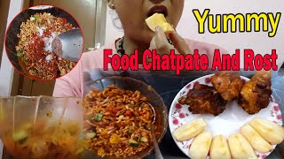 Yummy Foods Chatapate And Chicken Rost [upl. by Nosnhoj495]