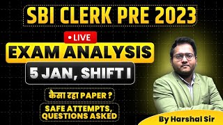 SBI Clerk Pre Analysis 2023 5th Jan 2024 Shift 1  SBI Clerk Exam Analysis 2023 amp Expected Cut Off [upl. by Nomaid718]