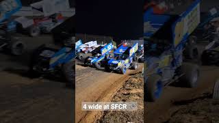 4 wide at St Francois County Raceway shorts sprintcars dirttrackracing [upl. by Horwath]