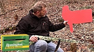 Remington 3quot Magnum 4 Buckshot 50 yard shot test coyote round [upl. by Bibby]