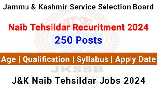 JKSSB Naib Tehsildar Recruitment  JampK Naib Tehsildar Jobs  AgeQualificationSyllabus  Jkssb Jobs [upl. by Gaidano]