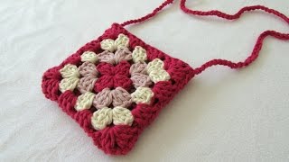 VERY EASY crochet granny square purse  bag tutorial [upl. by Jochebed149]