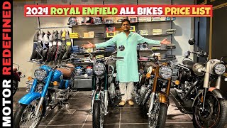 2024 Royal Enfield All Bikes Price List  Ft Hunter 350 Classic 350 Meteor 350 Bullet 350 Etc [upl. by Kazim]