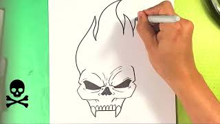 EASY How to Draw FLAME SKULL [upl. by Yrelbmik]