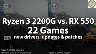 Ryzen 3 2200G vs Radeon RX 550 Pentium G5400 in 22 Games [upl. by Tory]