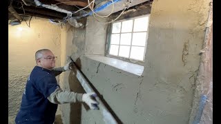 quotPhiladelphia Basement parging Cementing Waterproofing and Painting the Wallsquot [upl. by Anjela]