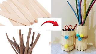 ICECREAM STICKS DIY  WOOD BRANCHES CRAFT  EASY ART  HOME DECOR  POPSICLES [upl. by Aciras]