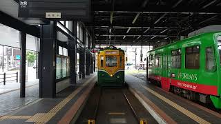 鹿児島駅前への鹿児島中央駅前経由市立病院前行 入線鹿児島市交通局500形501 [upl. by Sakul147]