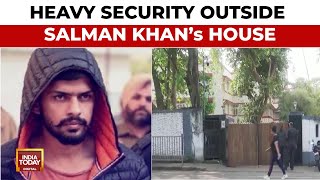 Heavy Security Outside Salman Khans House After Lawrence Bishnoi Gang Makes Deadly Threat [upl. by Webb]