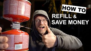 REFILL Camping Gas and SAVE MONEY with CHEAP ADAPTER  How to Refill Gas Canisters [upl. by Yhtir250]