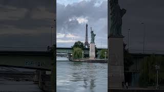 Statue of Liberty amp Eiffel Tower Along the River Seine In Paris France [upl. by Britni]