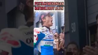 Pesta Kemenangan Hatrick Marc Marquez Si Baby Alien shortsfeed [upl. by Pritchett]