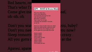 APT  Rosé and BrunoMars Rosé part lyrics  🎤💓✨ rosé apt viral shorts trending lyrics [upl. by Holofernes]